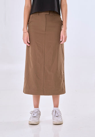 Mossimo Haisley Brown Mid Waist Maxi Skirt