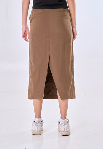 Mossimo Haisley Brown Mid Waist Maxi Skirt