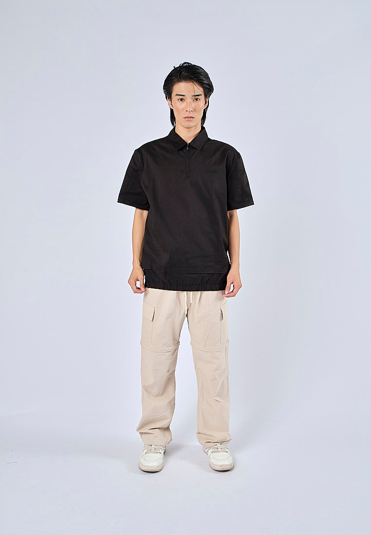 Mossimo Khalil Black Woven Short Sleeves Modern Fit Fashion Top
