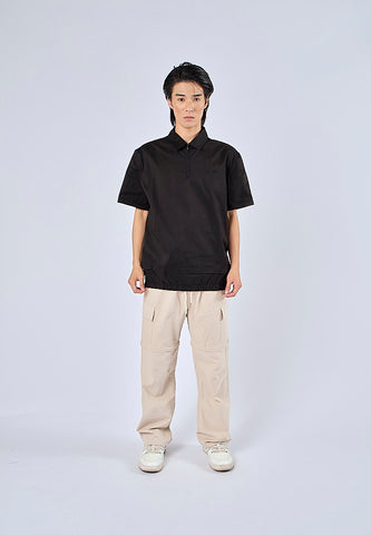 Mossimo Khalil Black Woven Short Sleeves Modern Fit Fashion Top