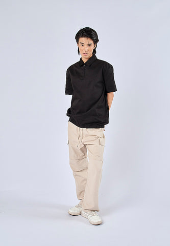 Mossimo Khalil Black Woven Short Sleeves Modern Fit Fashion Top