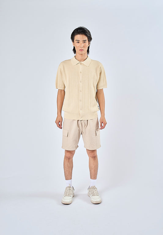Mossimo Thorin Beige Comfort Flat Knit Polo Tee