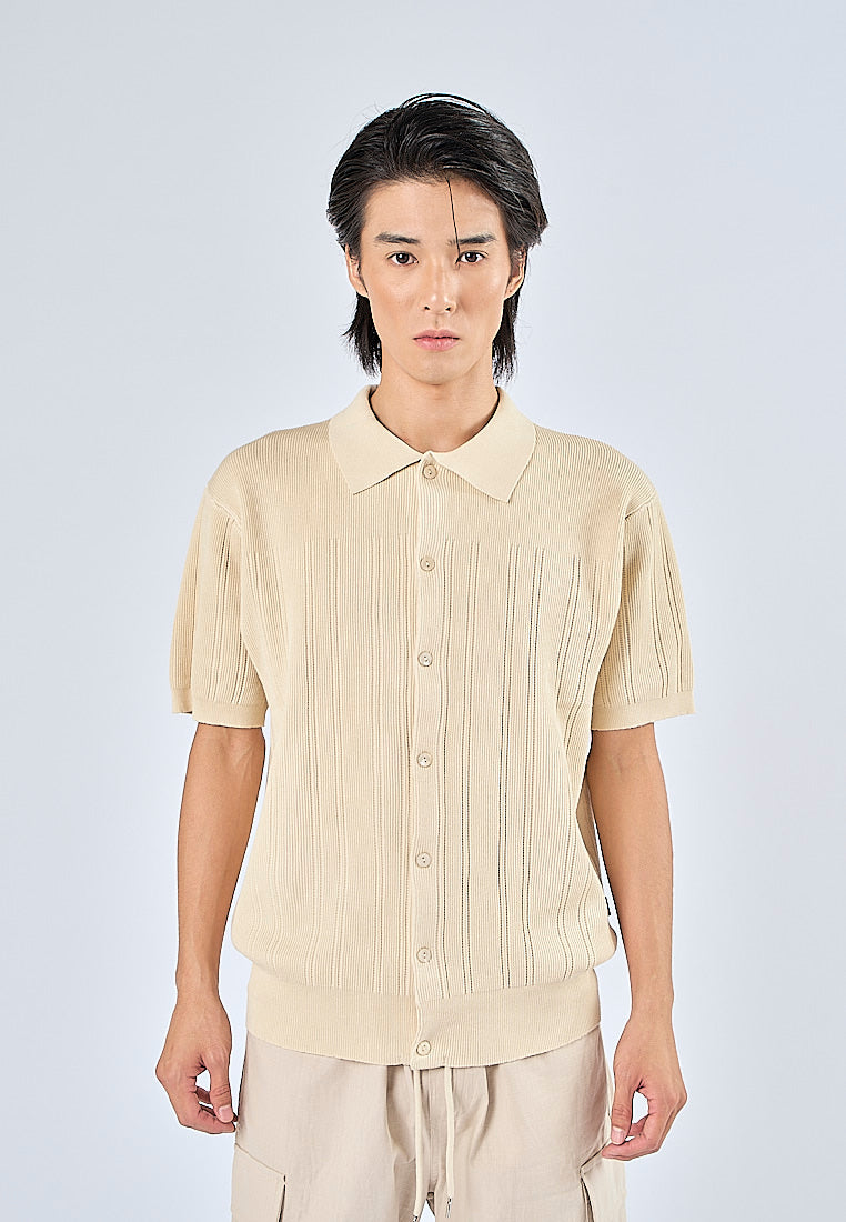 Mossimo Thorin Beige Comfort Flat Knit Polo Tee
