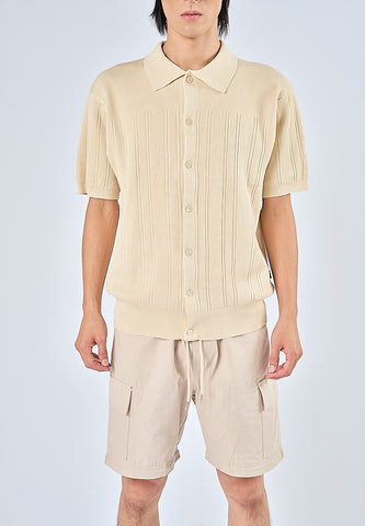 Mossimo Thorin Beige Comfort Flat Knit Polo Tee