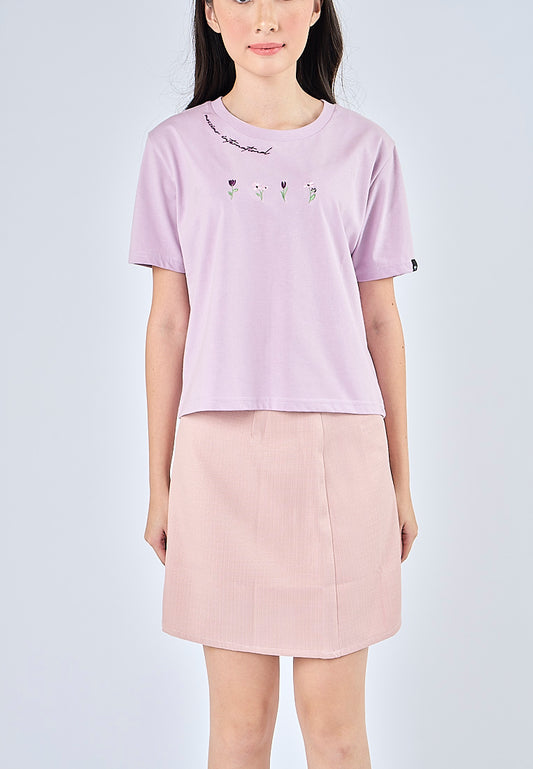 Mossimo Alyanna Light Purple Classic Cropped Fit Tee