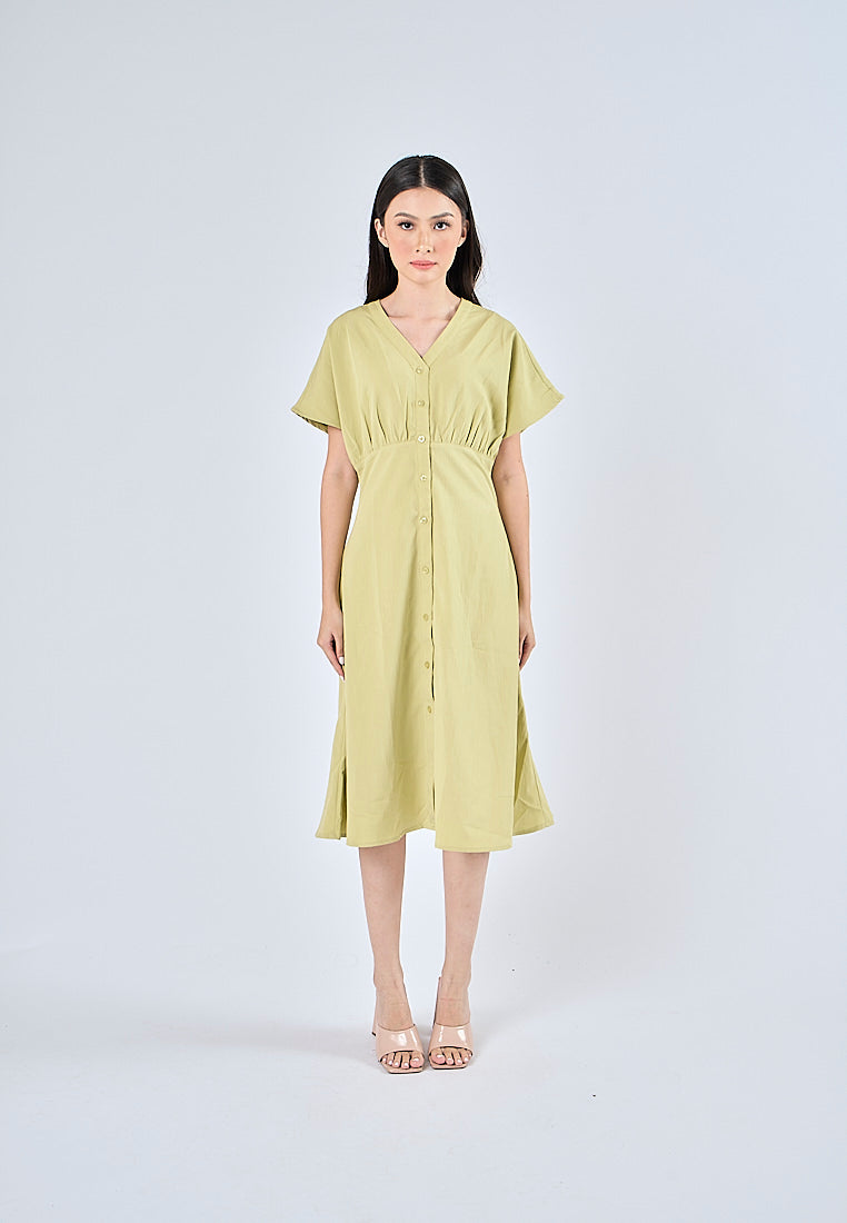 mossimo green dress Mossimo Womens Blouson Dress Size XS Olive Green Grommet Embellished V Neckline
