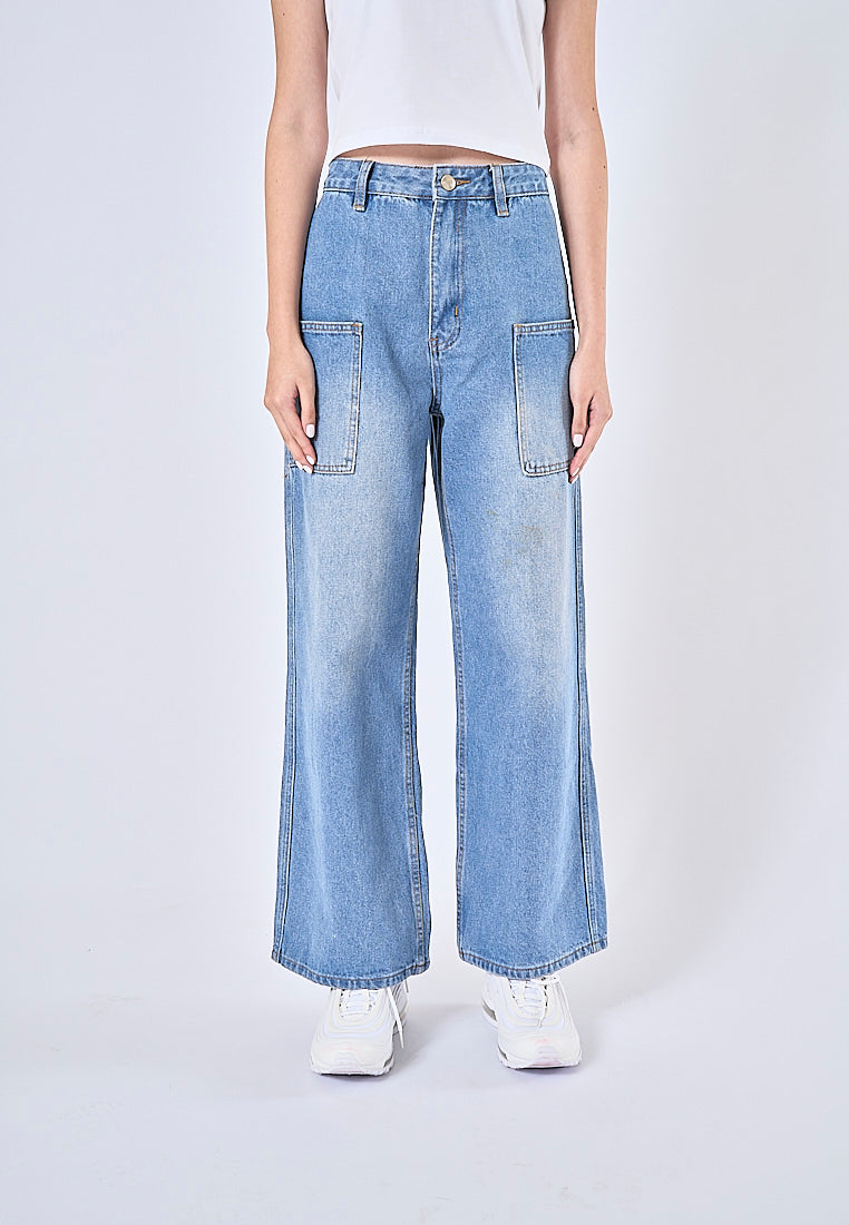 Mossimo Janna Light Blue Wide Leg High Waisted Jeans