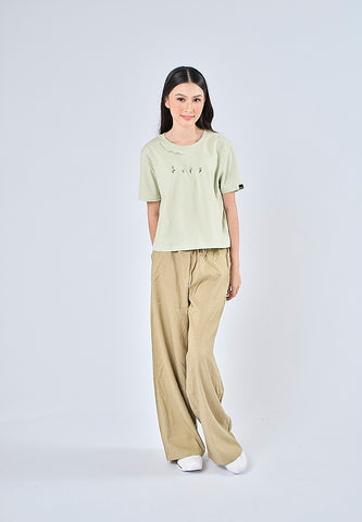 Mossimo Alyanna Fog Green Classic Cropped Fit Tee