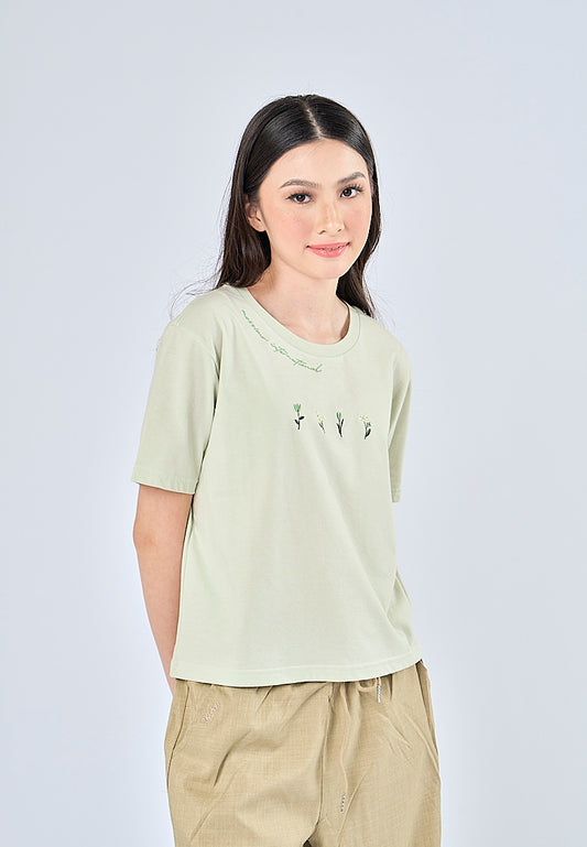 Mossimo Alyanna Fog Green Classic Cropped Fit Tee