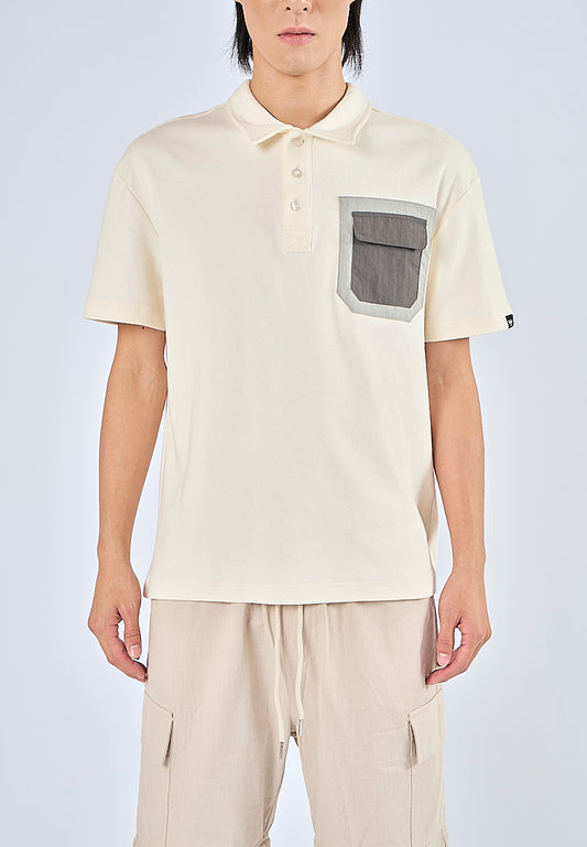 Mossimo David Light Beige Polo Shirt with Pocket