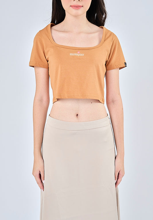 Mossimo Shyra Almond Brown Retro Cropped Fit Tee