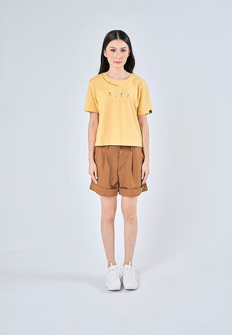Mossimo Alyanna Yellow Classic Cropped Fit Tee