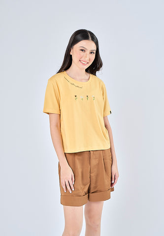 Mossimo Alyanna Yellow Classic Cropped Fit Tee