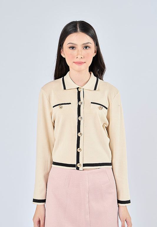 Mossimo Zeira Off White Black Cropped Cardigan