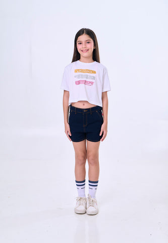 Mossimo Kids Zaria White Basic Loose Cropped Tshirt