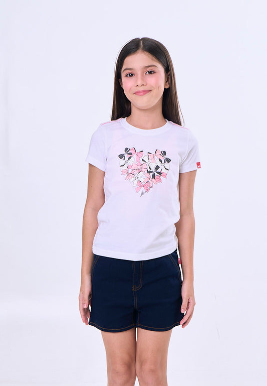 Mossimo Kids Flat White Basic Graphic Tshirt w/ Pearl For Girl