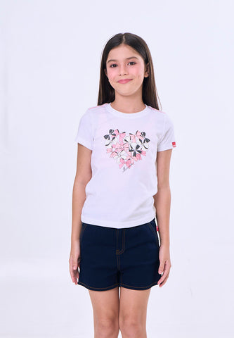 Mossimo Kids Flat White Basic Graphic Tshirt w/ Pearl For Girl