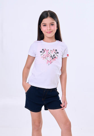 Mossimo Kids Flat White Basic Graphic Tshirt w/ Pearl For Girl