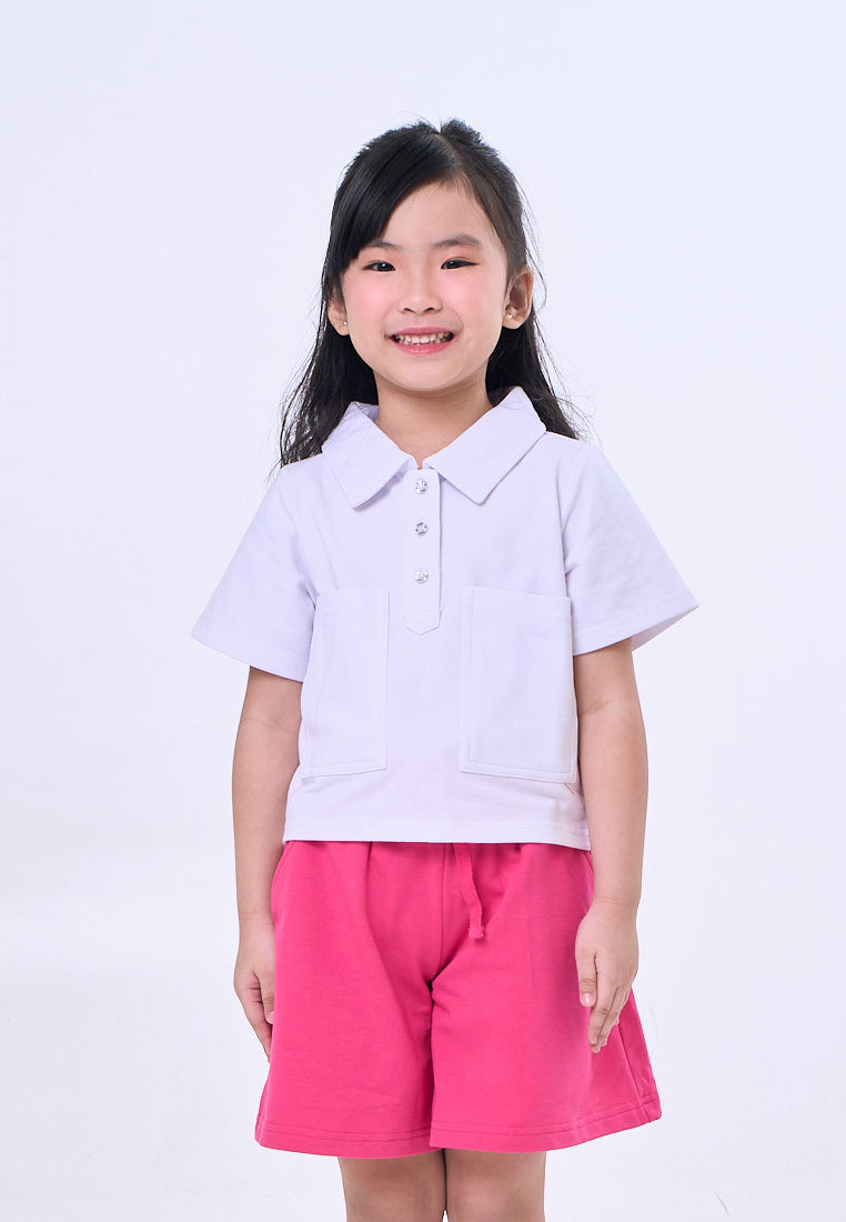 Mossimo Kids Mary White Raspberry Crop Top & Shorts Set For Girl