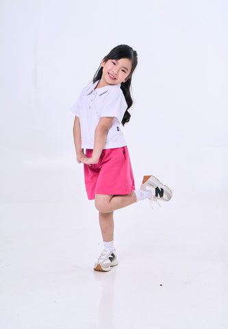 Mossimo Kids Mary White Raspberry Crop Top & Shorts Set For Girl