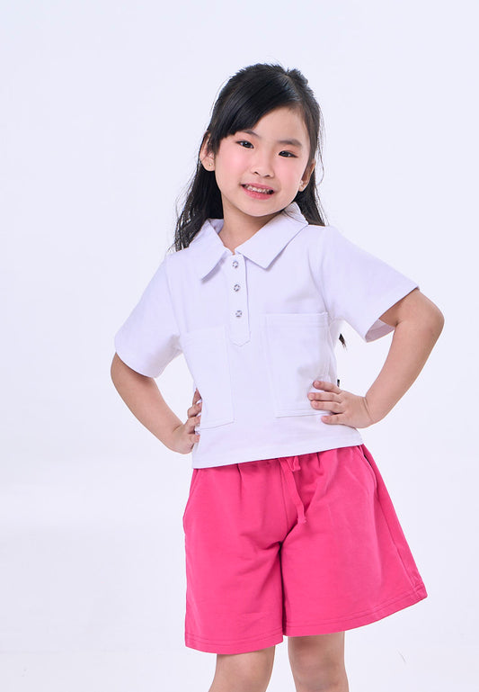 Mossimo Kids Mary White Raspberry Crop Top & Shorts Set For Girl