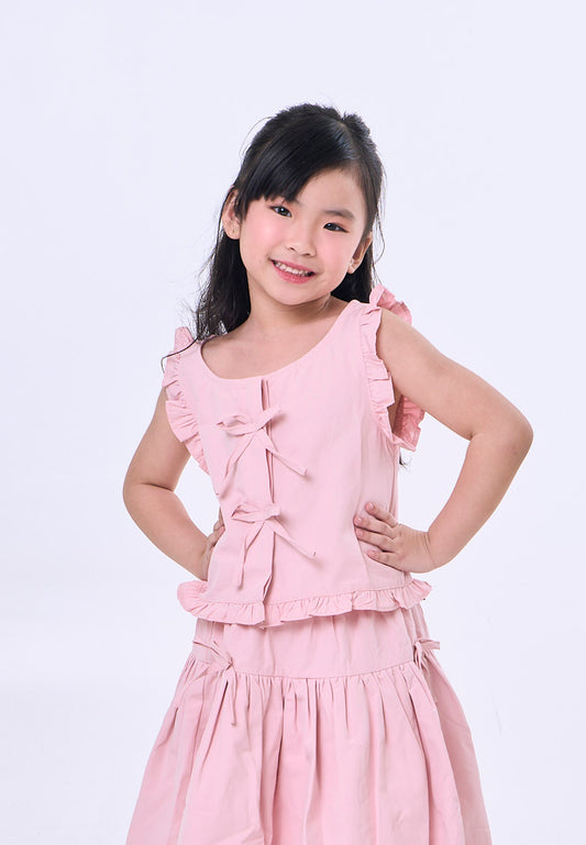 Mossimo Kids Pale Pink Top w/ Bows & Balloon Skirt Set For Girls