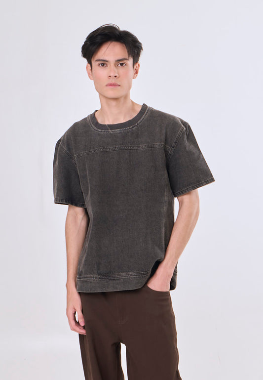 Mossimo Cloud Black Boxy Denim Woven Short Sleeves