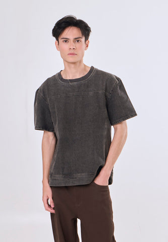 Mossimo Cloud Black Boxy Denim Woven Short Sleeves