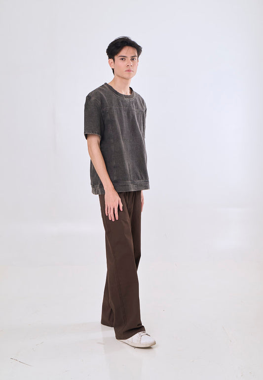 Mossimo Cloud Black Boxy Denim Woven Short Sleeves