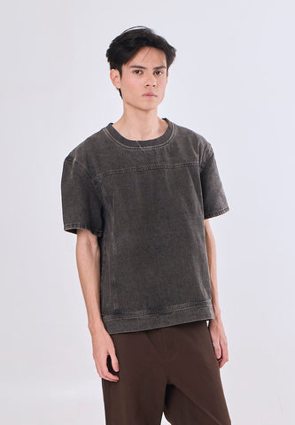 Mossimo Cloud Black Boxy Denim Woven Short Sleeves