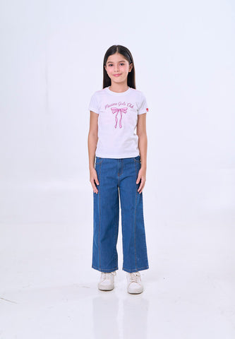 Mossimo Kids White Basic Graphic Tshirt w/ Embroidery For Girl