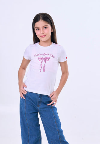 Mossimo Kids White Basic Graphic Tshirt w/ Embroidery For Girl