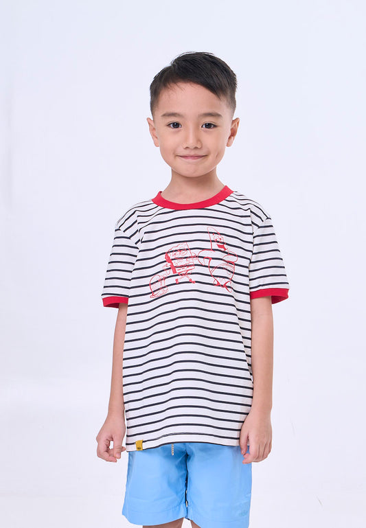 Mossimo Kids White Blue Spongebob Stripes Ringer Tee