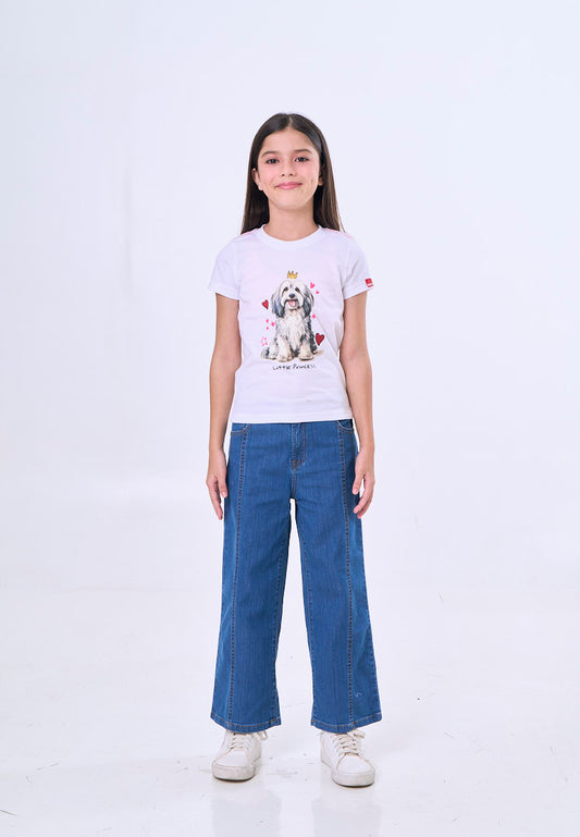 Mossimo Kids Vienne White Basic Graphic Tshirt For Girls