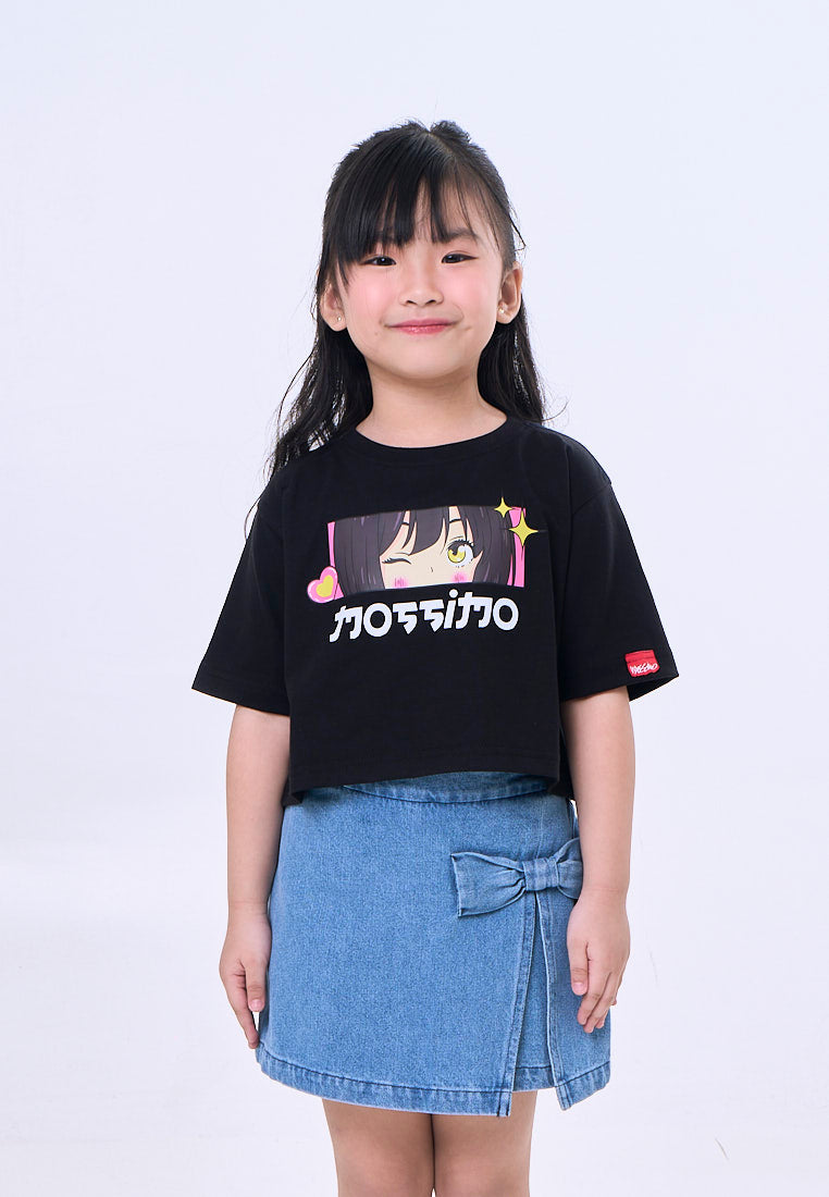 Mossimo Kids Audrey Black Basic Loose Cropped Graphic Tshirt