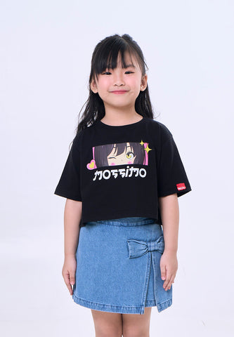 Mossimo Kids Audrey Black Basic Loose Cropped Graphic Tshirt