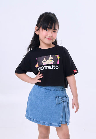 Mossimo Kids Audrey Black Basic Loose Cropped Graphic Tshirt