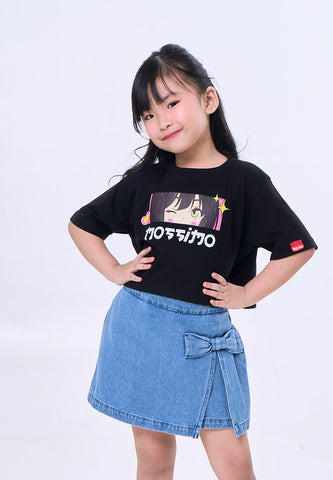 Mossimo Kids Audrey Black Basic Loose Cropped Graphic Tshirt