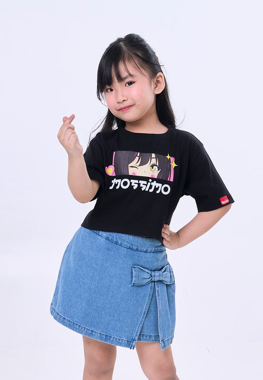 Mossimo Kids Audrey Black Basic Loose Cropped Graphic Tshirt