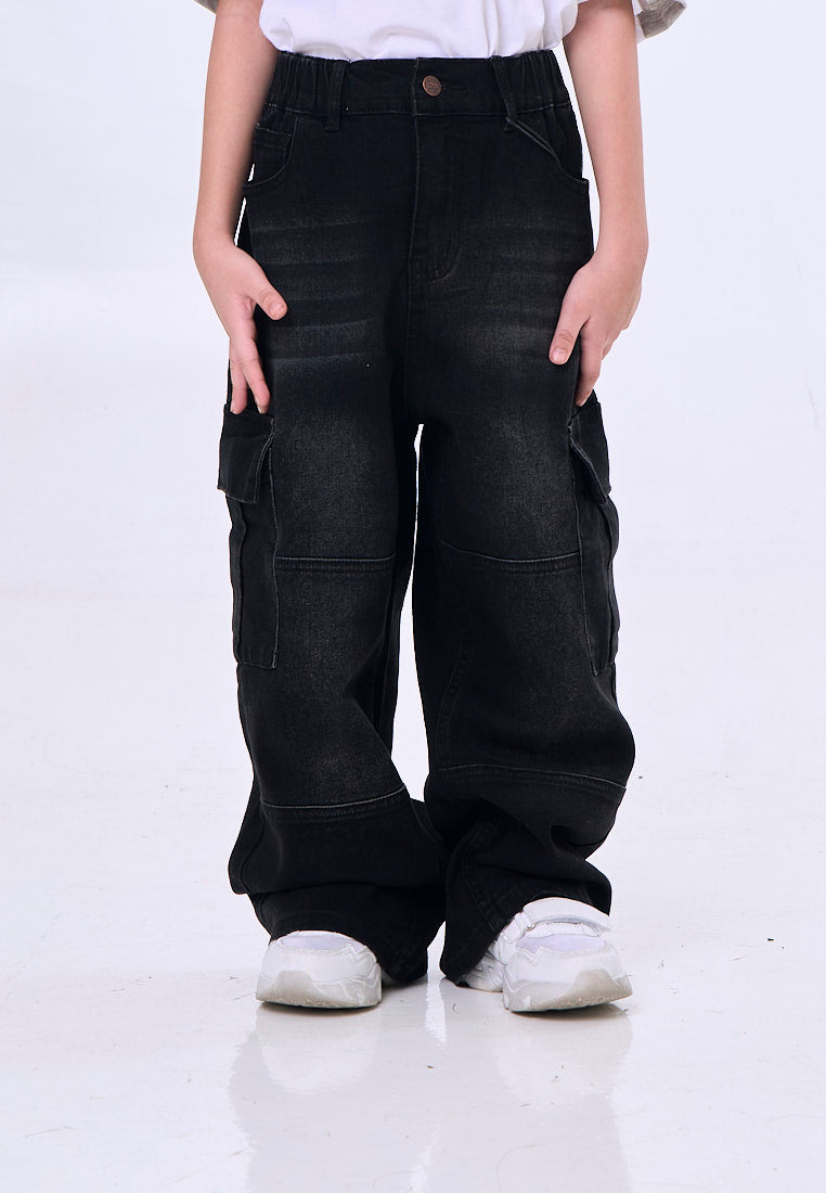 Mossimo Kids Kane Dark Denim Washed Cargo 6 Pocket Straight Leg Jeans