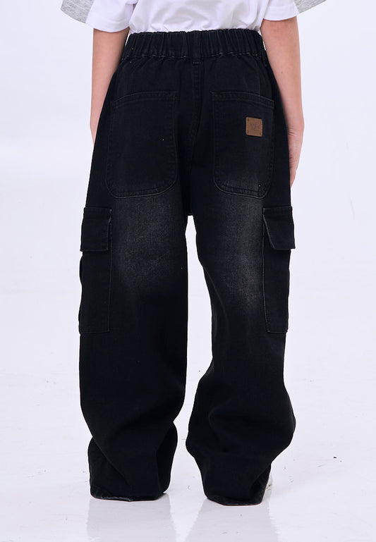 Mossimo Kids Kane Dark Denim Washed Cargo 6 Pocket Straight Leg Jeans