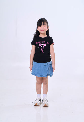 Mossimo Kids Black Basic Graphic Tshirt w/ Embroidery For Girl