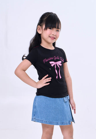 Mossimo Kids Black Basic Graphic Tshirt w/ Embroidery For Girl