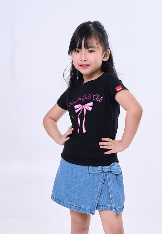 Mossimo Kids Black Basic Graphic Tshirt w/ Embroidery For Girl