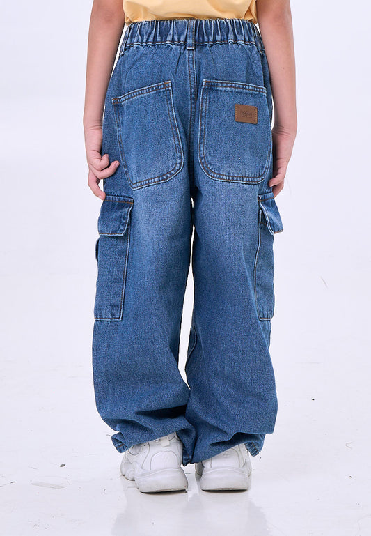 Mossimo Kids Kane Light Denim Washed Cargo 6 Pocket Straight Leg Jeans