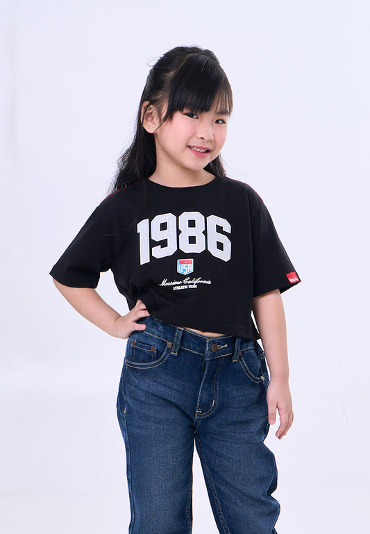 Mossimo Kids Black Loose Cropped Graphic Tshirt For Girl