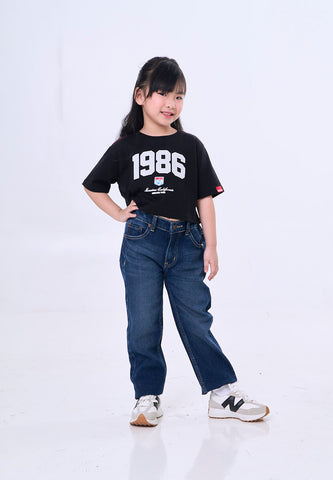 Mossimo Kids Black Loose Cropped Graphic Tshirt For Girl