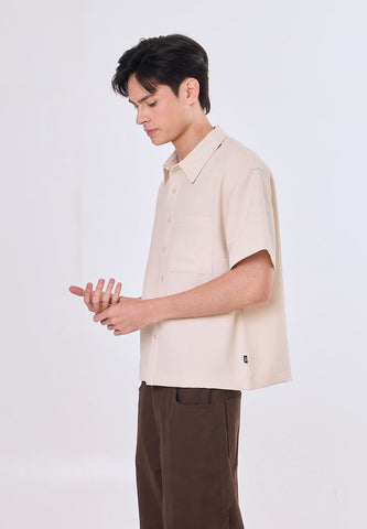Mossimo Kairo Beige Boxy Woven Short Sleeves Top For Men