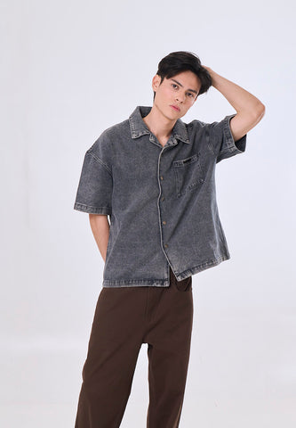 Mossimo Steve Gray Boxy Woven Short Sleeves