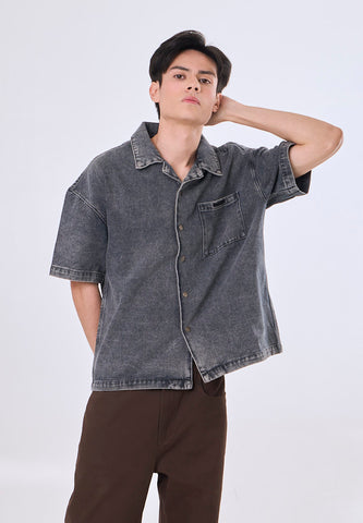 Mossimo Steve Gray Boxy Woven Short Sleeves